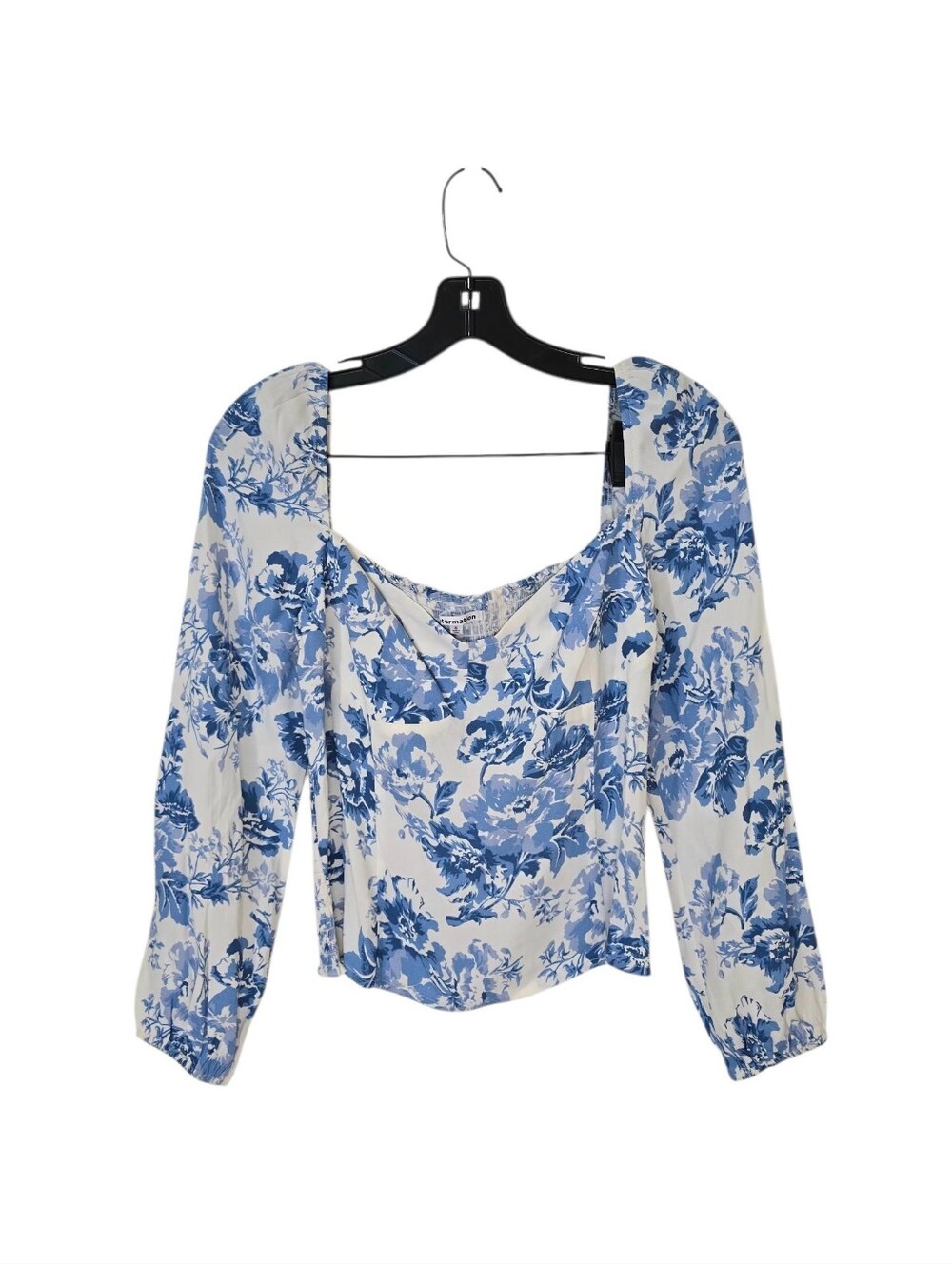 Reformation Reign White Blue Floral Going Out Top Olympia Print Women's 8